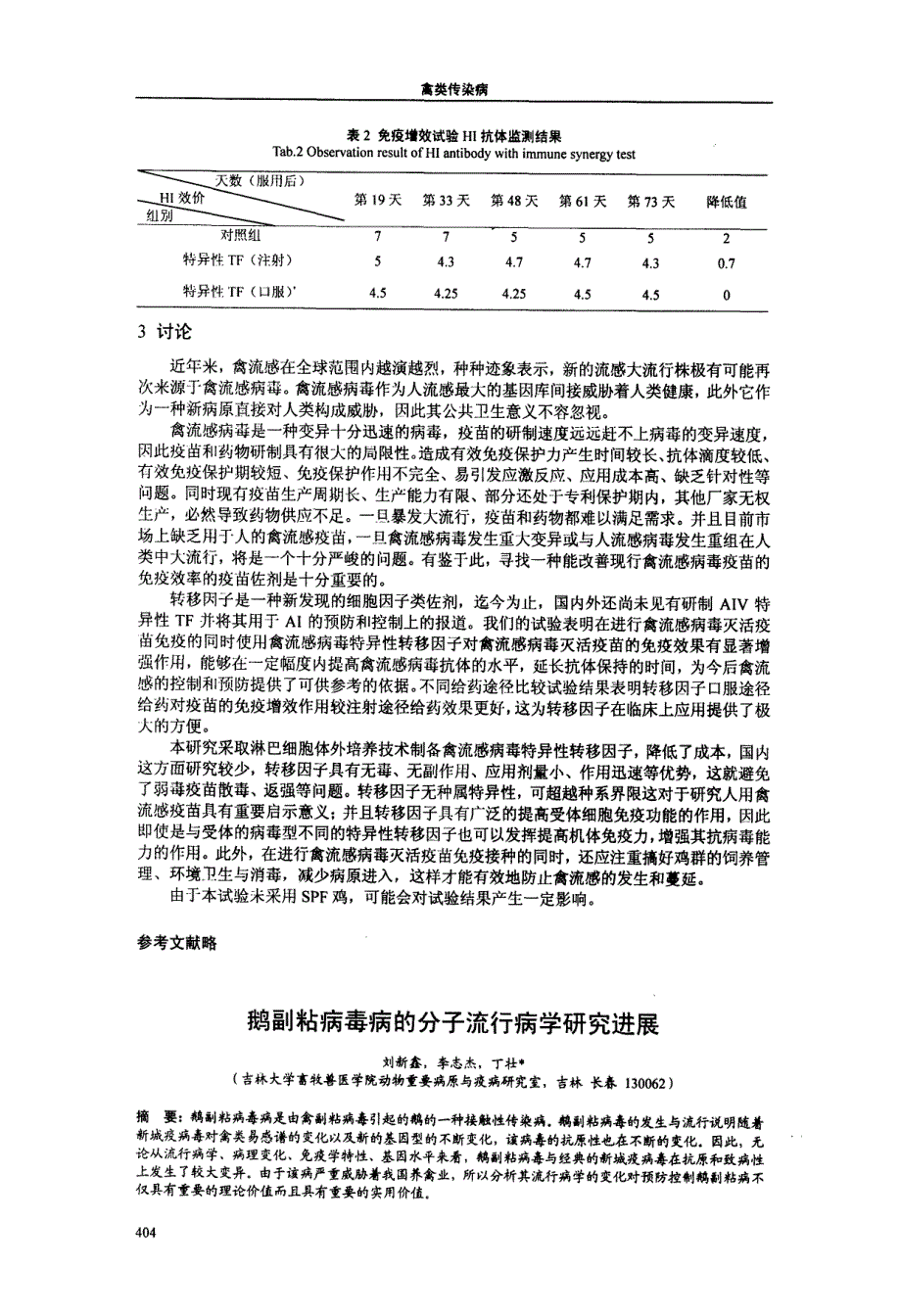 外周血淋巴细胞源禽流感病毒H5N1血清亚型特异性转移因子的制备及其对疫苗的免疫增效作用_第4页