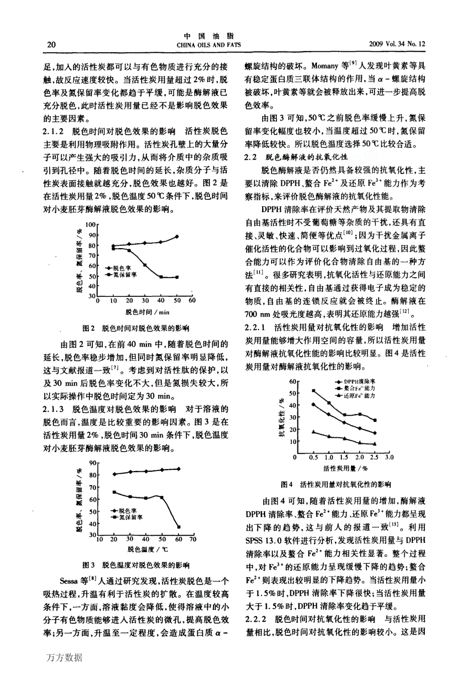 小麦胚芽制备抗氧化肽脱色工艺研究_第3页