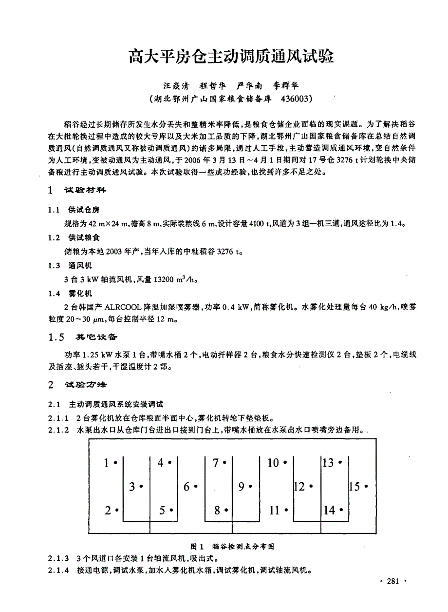 高大平房仓主动调质通风试验_第1页