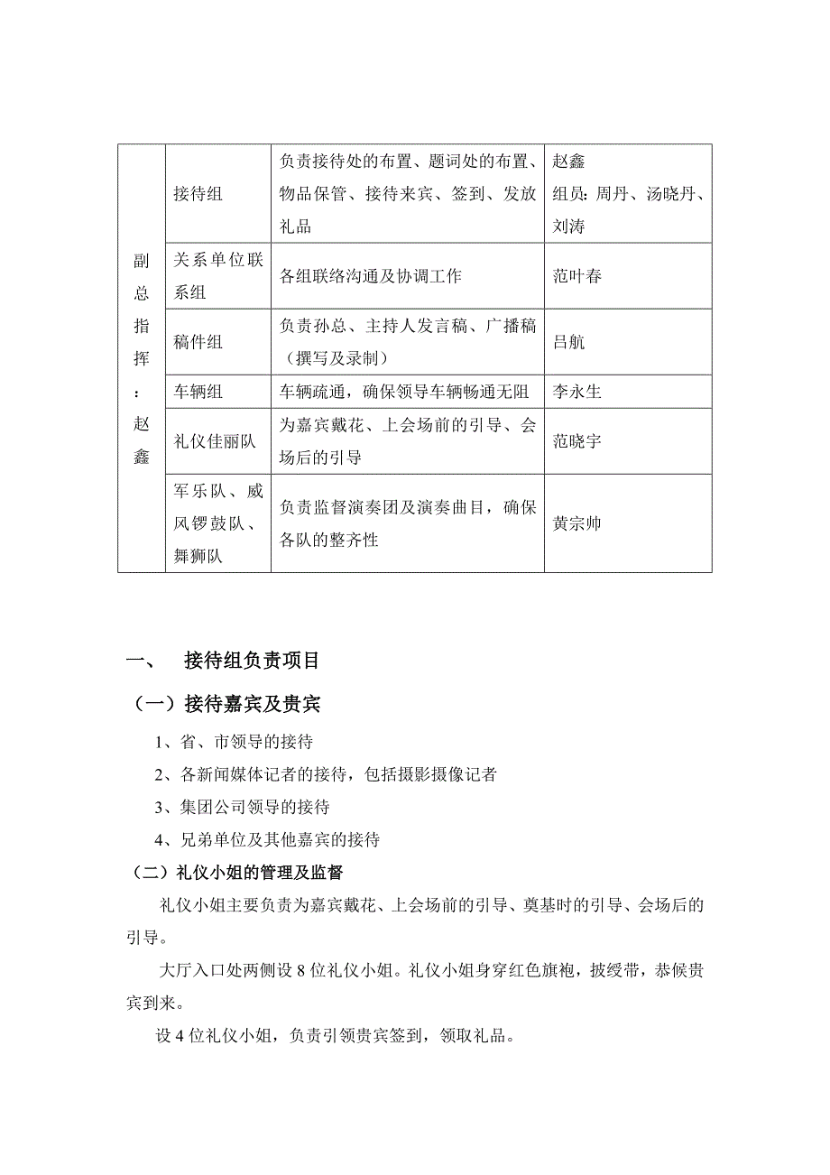 欧罗巴广场奠基仪式【活动策划】接待组负责项目_第1页