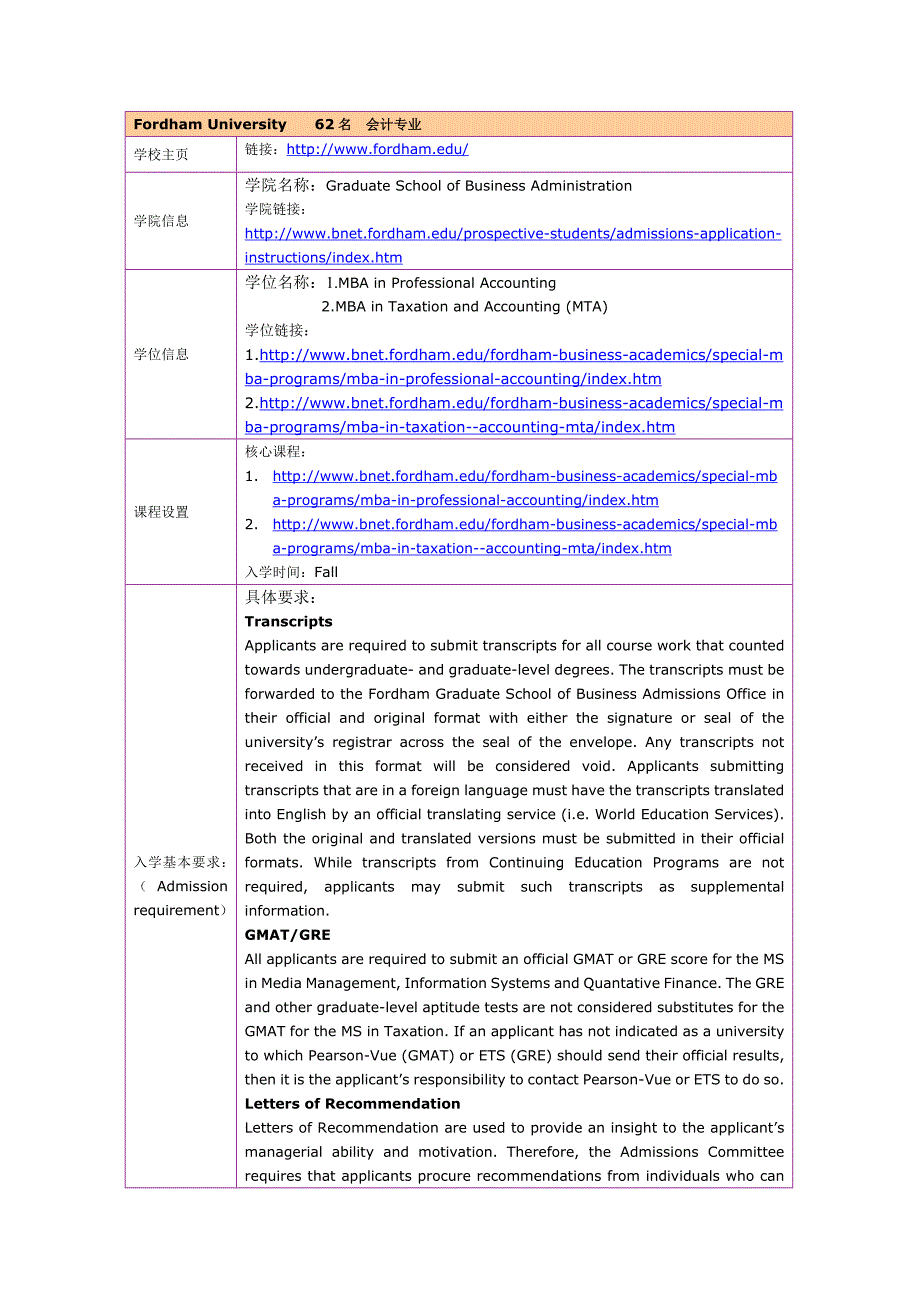 留学选校（Accounting）Fordham University 会计_第1页