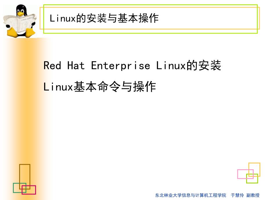 linux课件（东北林业大学信息与计算机工程学院  于慧伶 副教授）_第1页