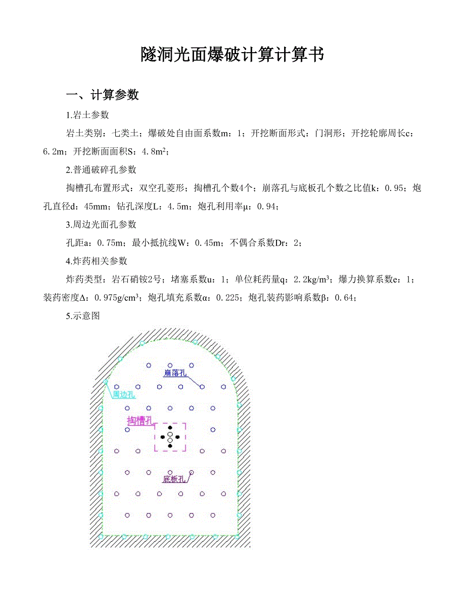 建筑工程（示例计算书）开挖断面（门洞形）_第1页