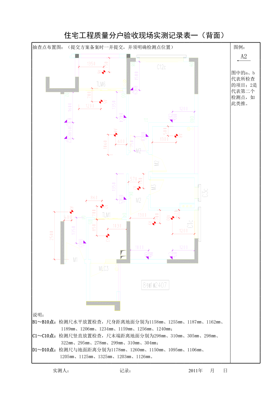 住宅工程质量分户验收现场实测记录表一_第4页