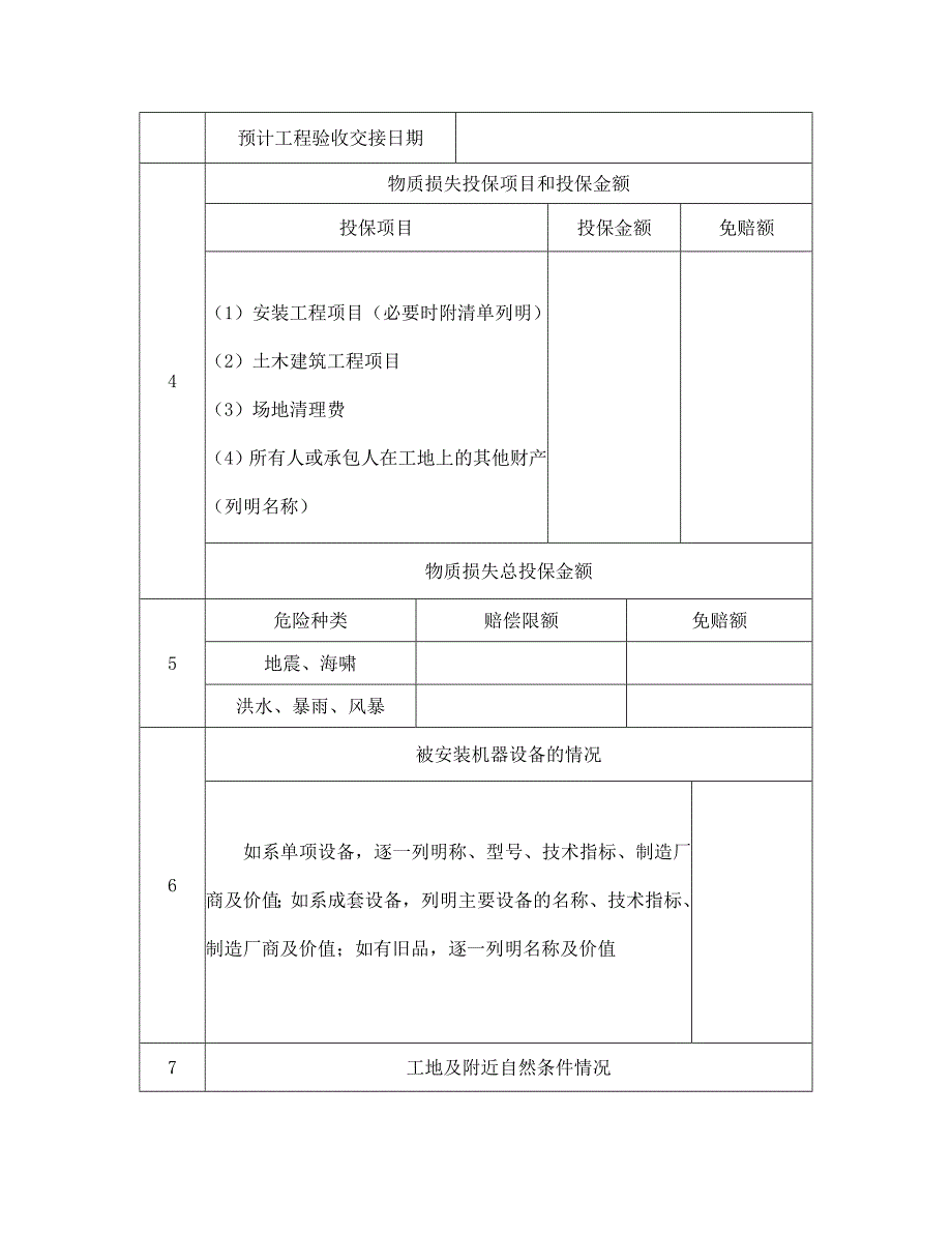 投保申请书（安装工程）【范本】模板文档_第2页