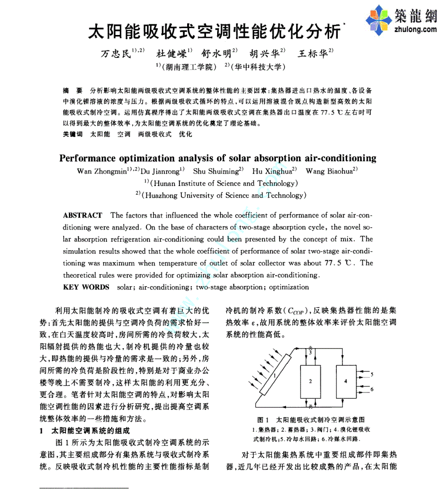 太阳能吸收式空调性能优化分析_第1页