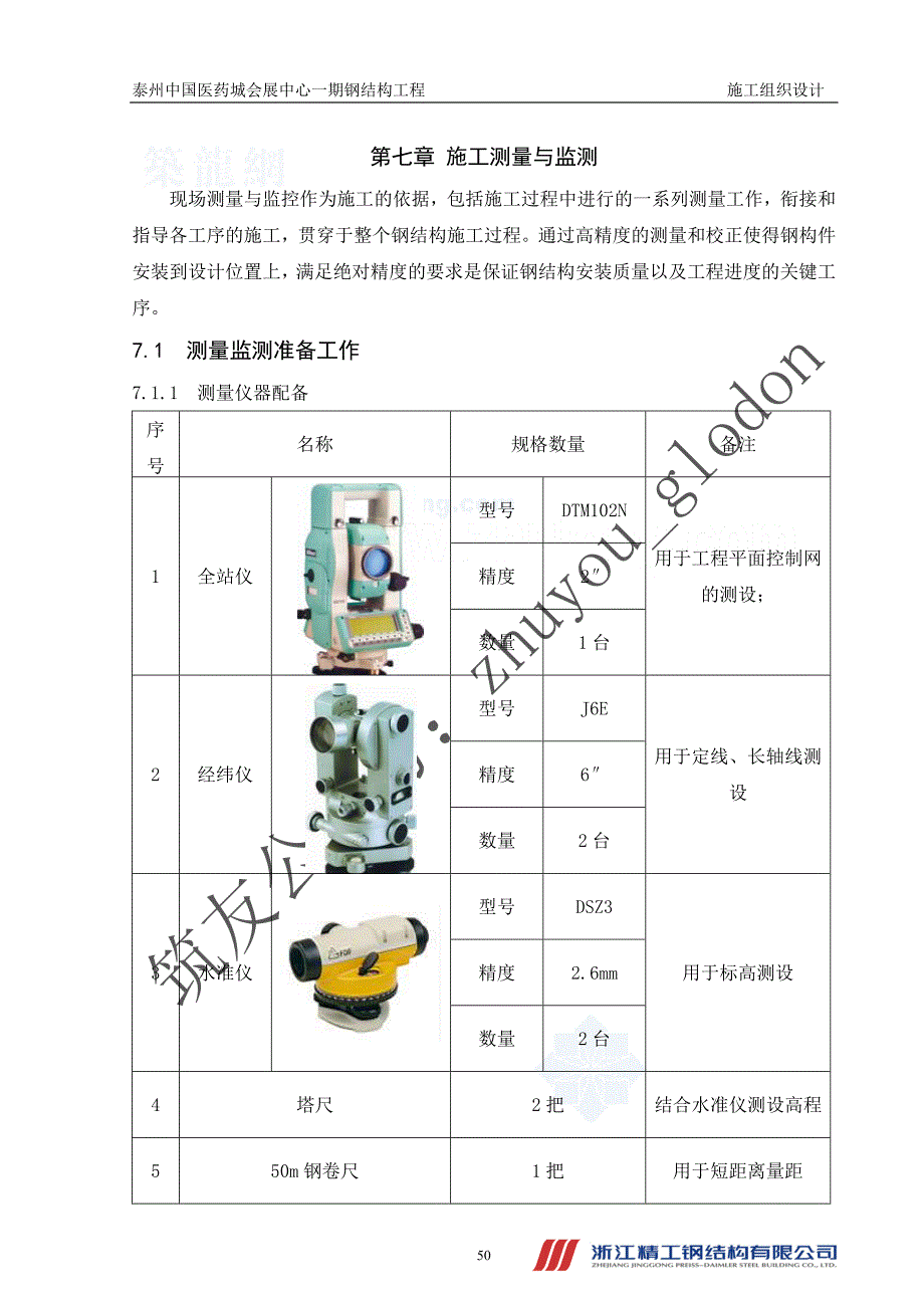 展中心钢结构施工组织设计－施工测量控制方案_第1页