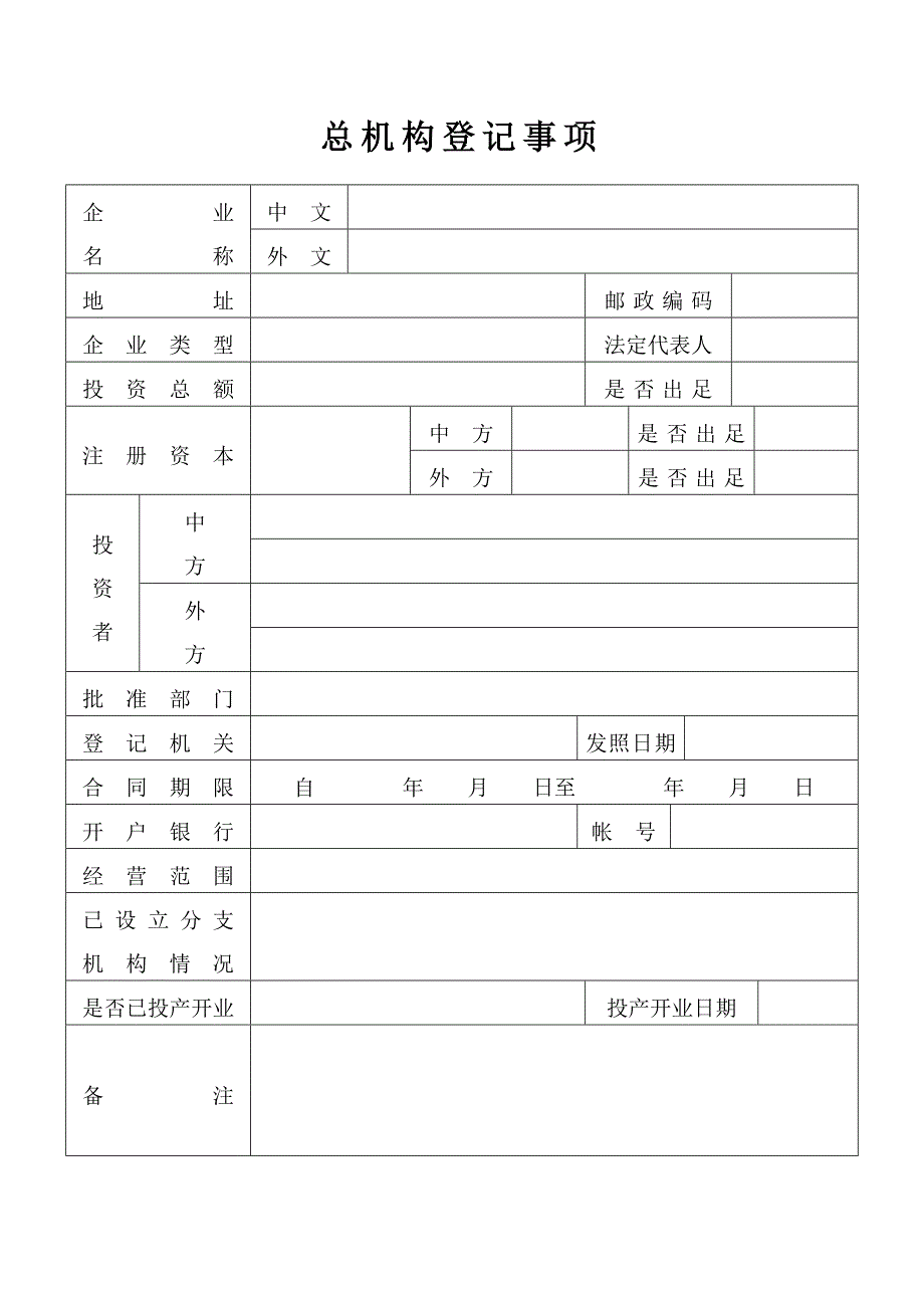 外商投资企业分支机构申请登记表_第2页