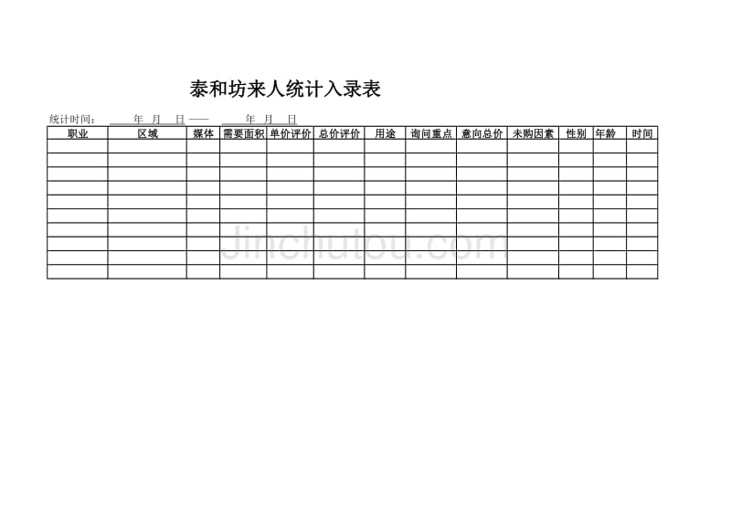 一周来人统计入录表（项目销售分析与控制系统）_第1页