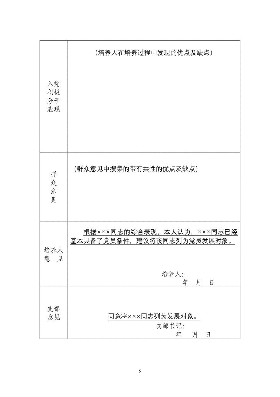 党员发展工作表格填写示例_第5页