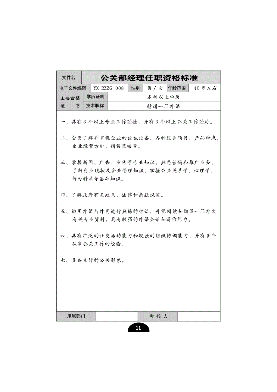 公关部经理任职资格标准_第1页