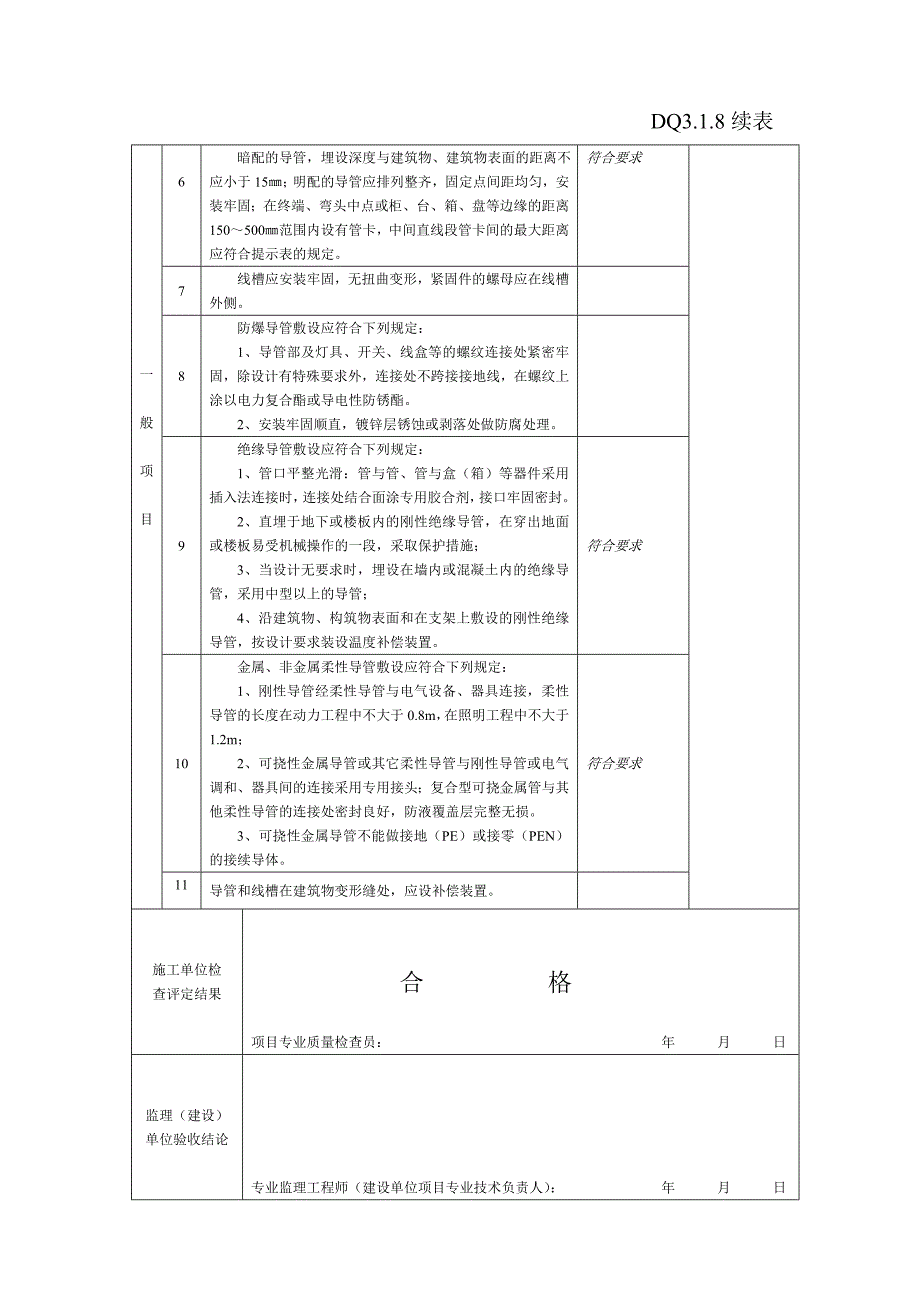 【建筑电气工程施工验收表格】电线、电缆、线槽敷设分项工程_第2页