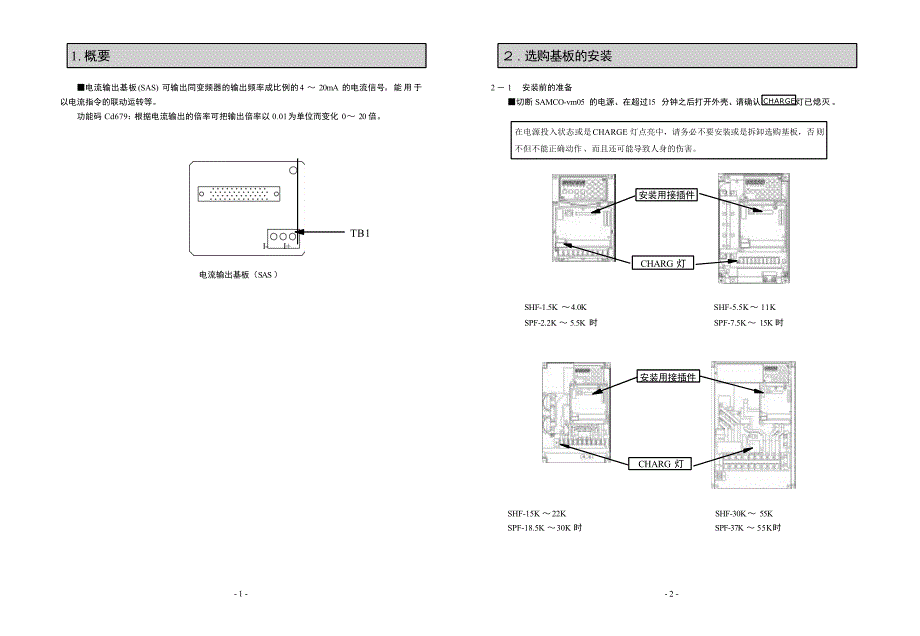 三肯(SANKEN)电流输出基板SAS使用变频器说明书_第2页