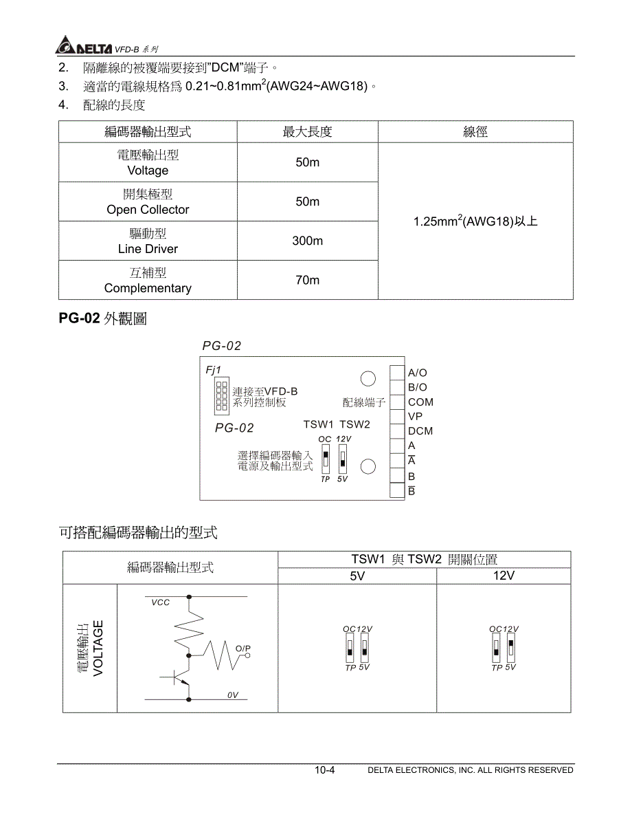 台达变频器VFD-B系列中文说明书－速度回授PG卡选用_第4页
