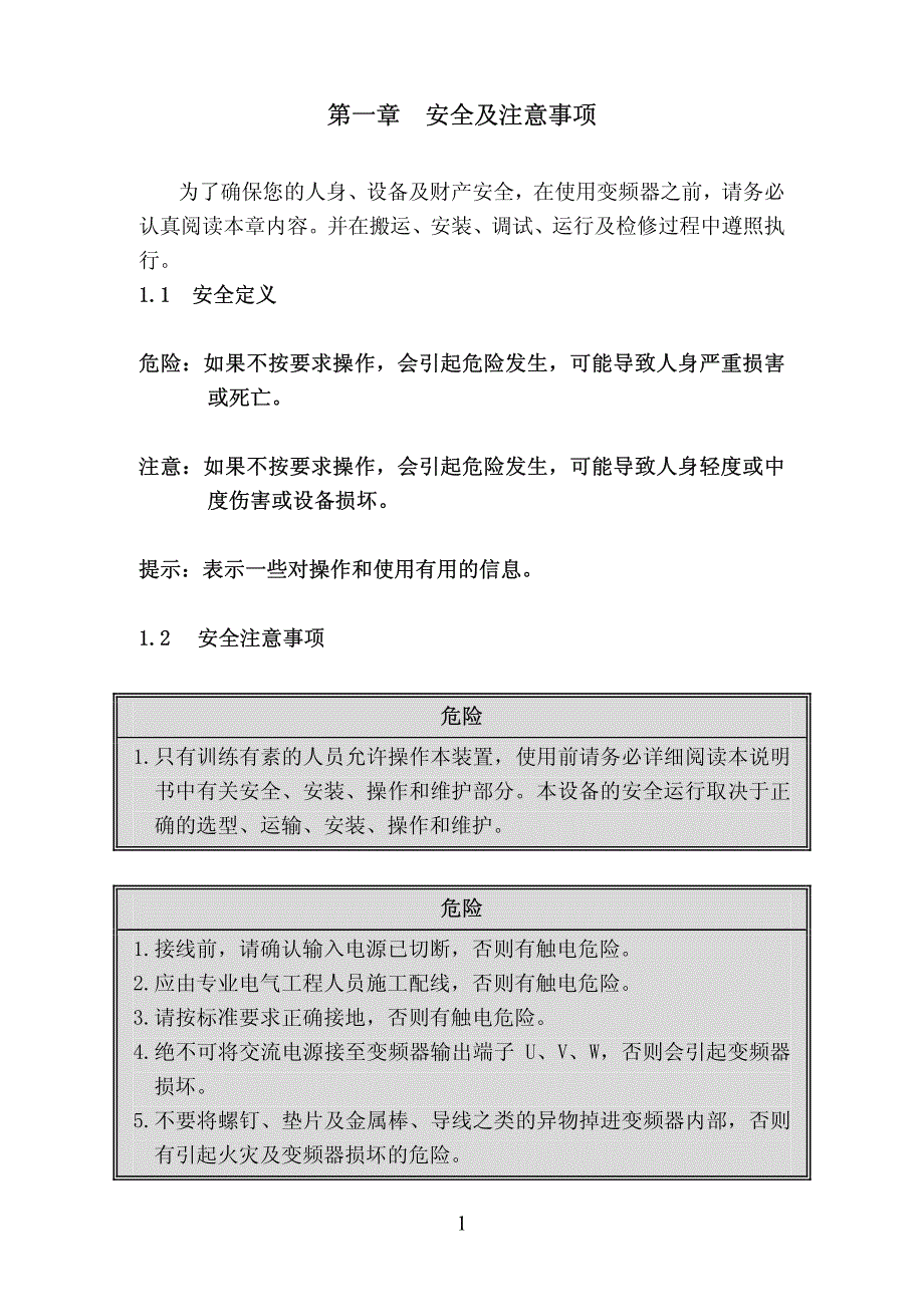 伟创(VEICH)AC20变频器说明书_第1页