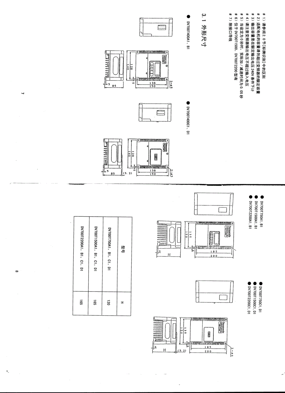 松下(PANASONIC)DV700－s1003－变频器说明书_第1页