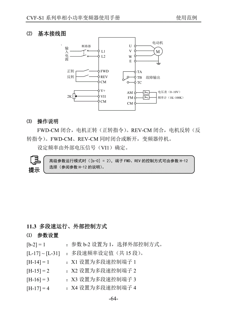 康沃(博世力士乐)S1系列变频器说明书_中文－使用范例_第2页