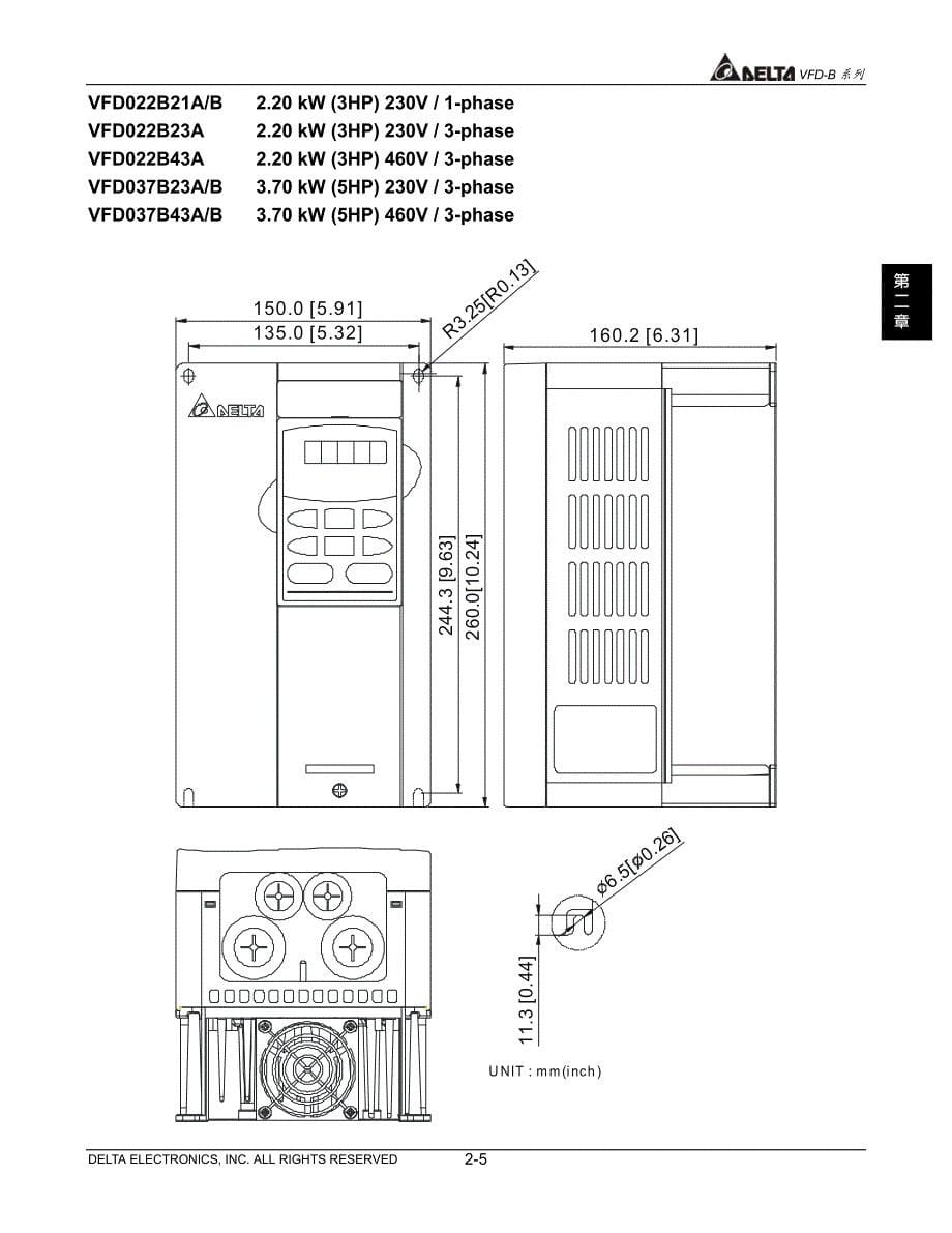 台达变频器VFD-B系列中文说明书－储存及安装 -1_第5页