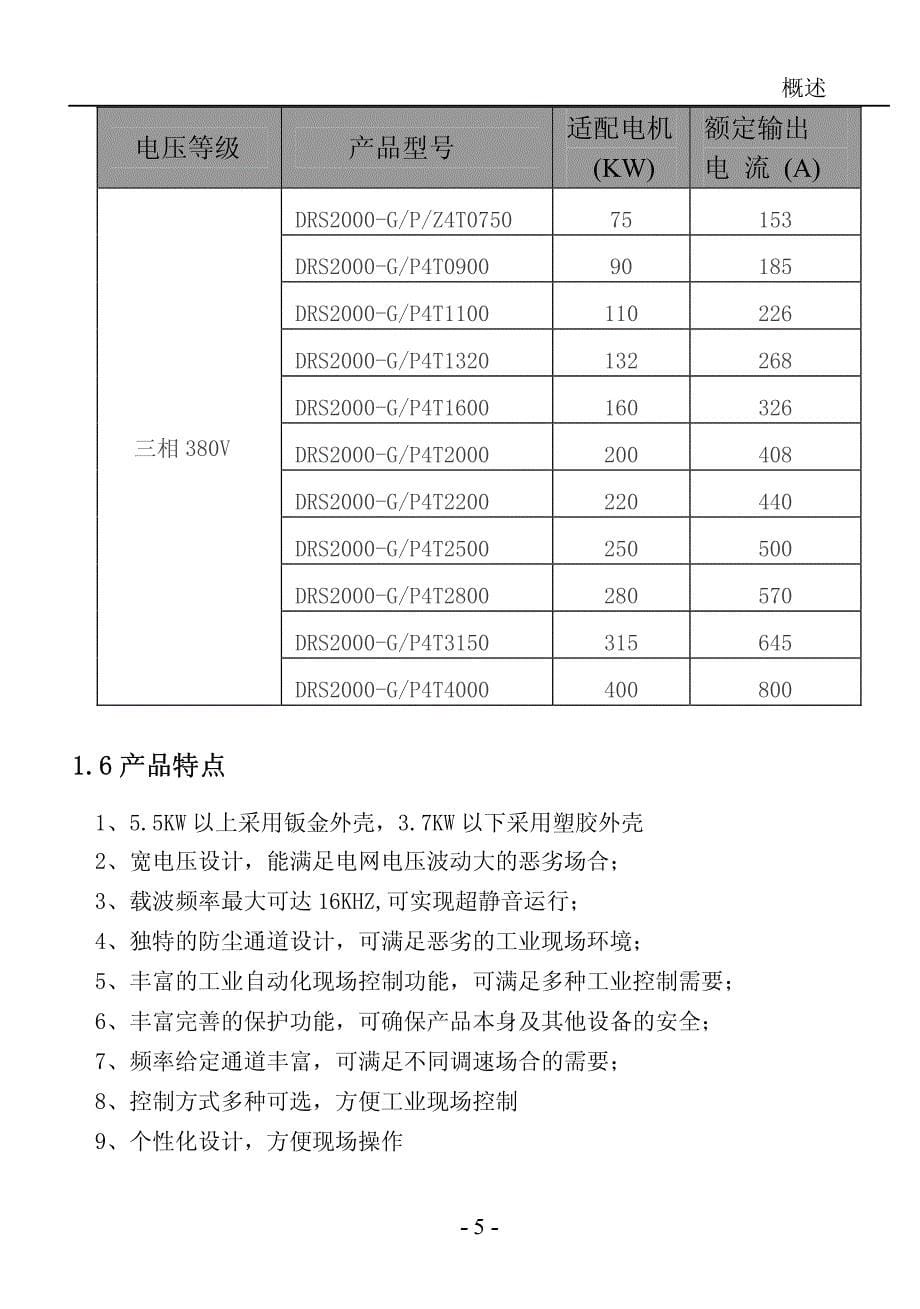 德瑞斯2000系列变频器概述4（说明书）_第5页