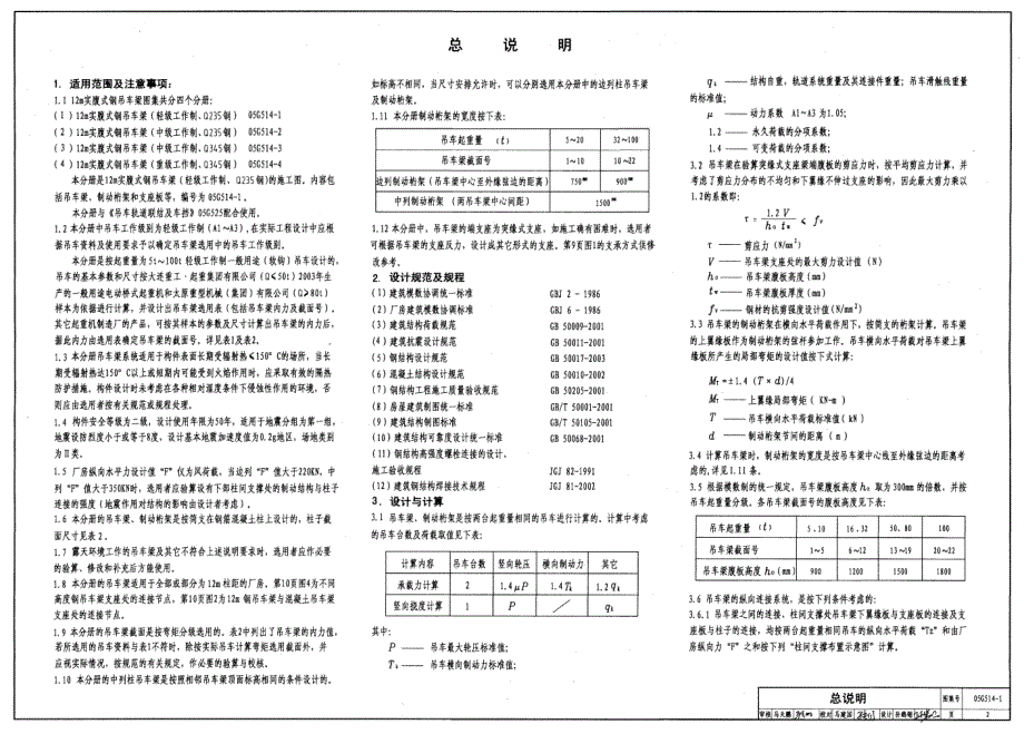 05G514-1 12m实腹式钢吊车梁轻级工作制（A1~A3）Q235钢_第2页