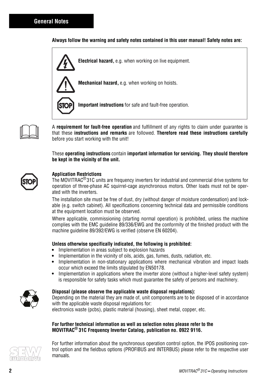 SEW－MOVITRAC-31C－变频器说明书_第2页