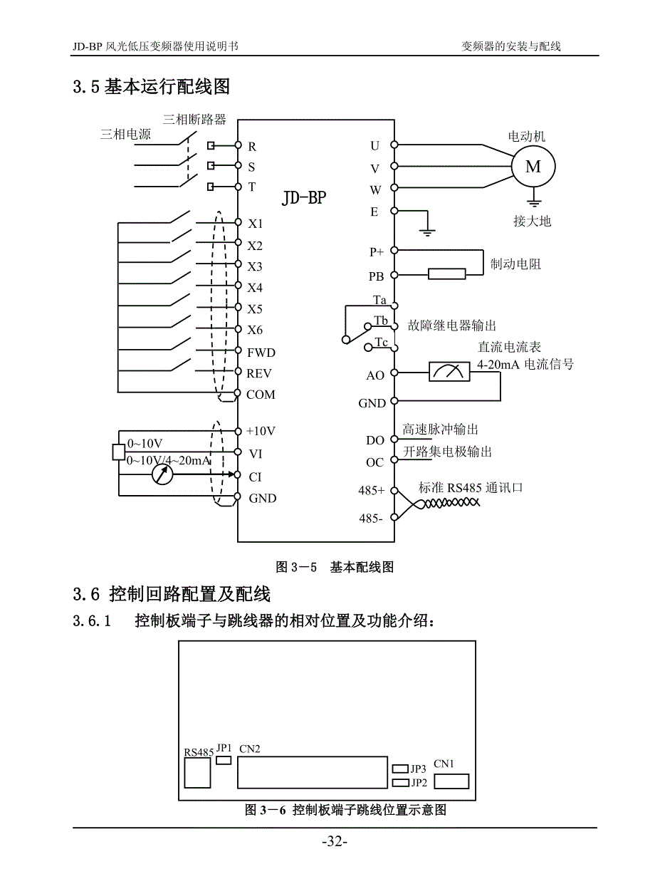 风光JD-BP变频器的安装与配线（第3章）_第4页