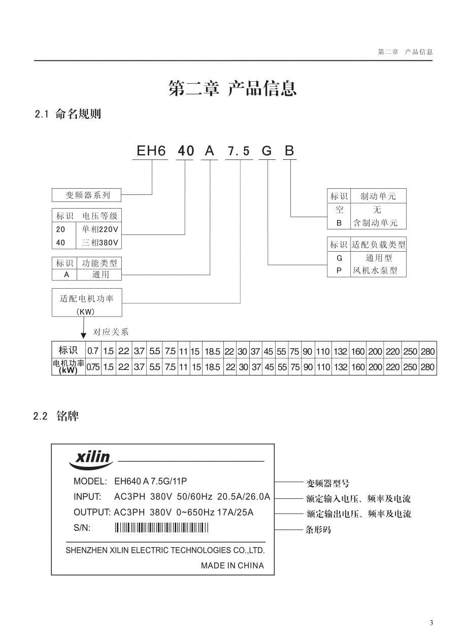 西林EH600A－变频器说明书_第5页