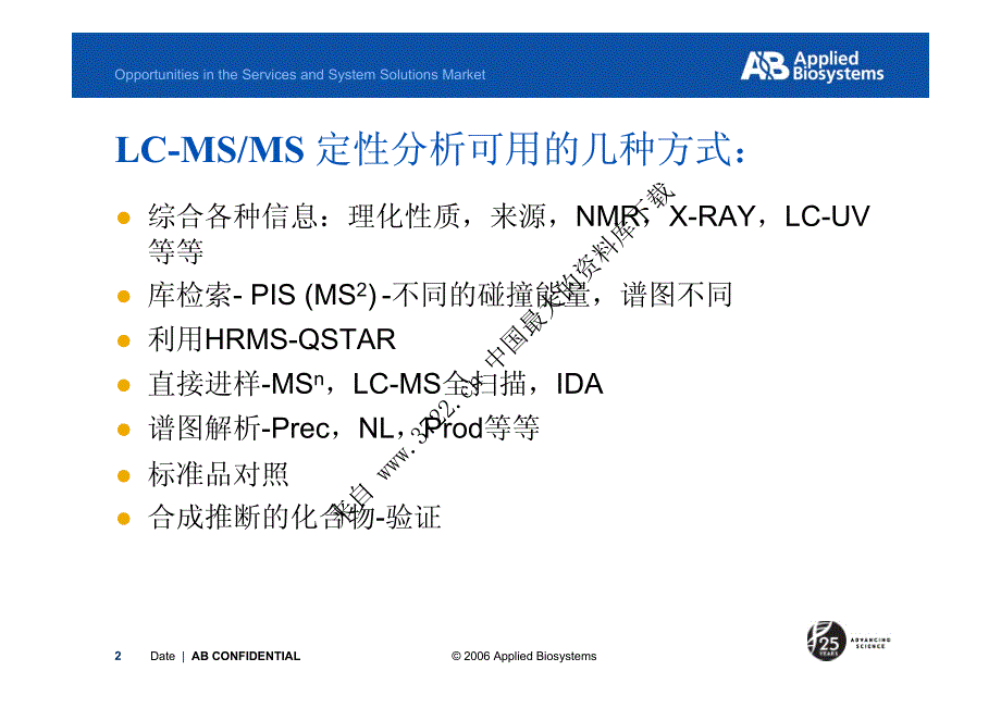 [化工资料]LS－MS质谱分析培训资料－LC－MS定性分析思路与方法（PDF 23页）_第2页