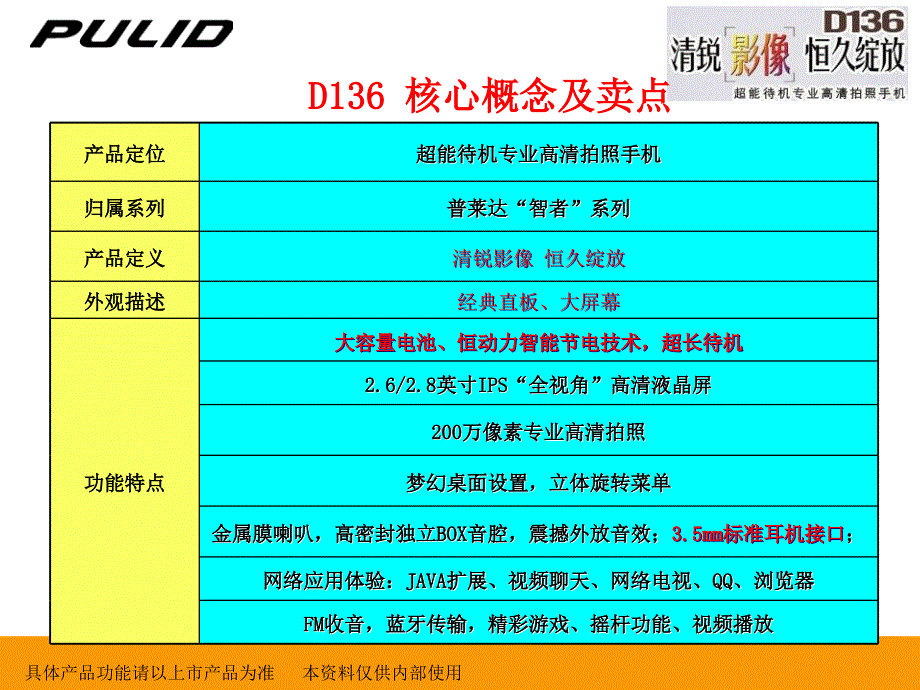 2011年高清影像长待机动感桌面D136产品培训手册（PPT 33页）_第4页