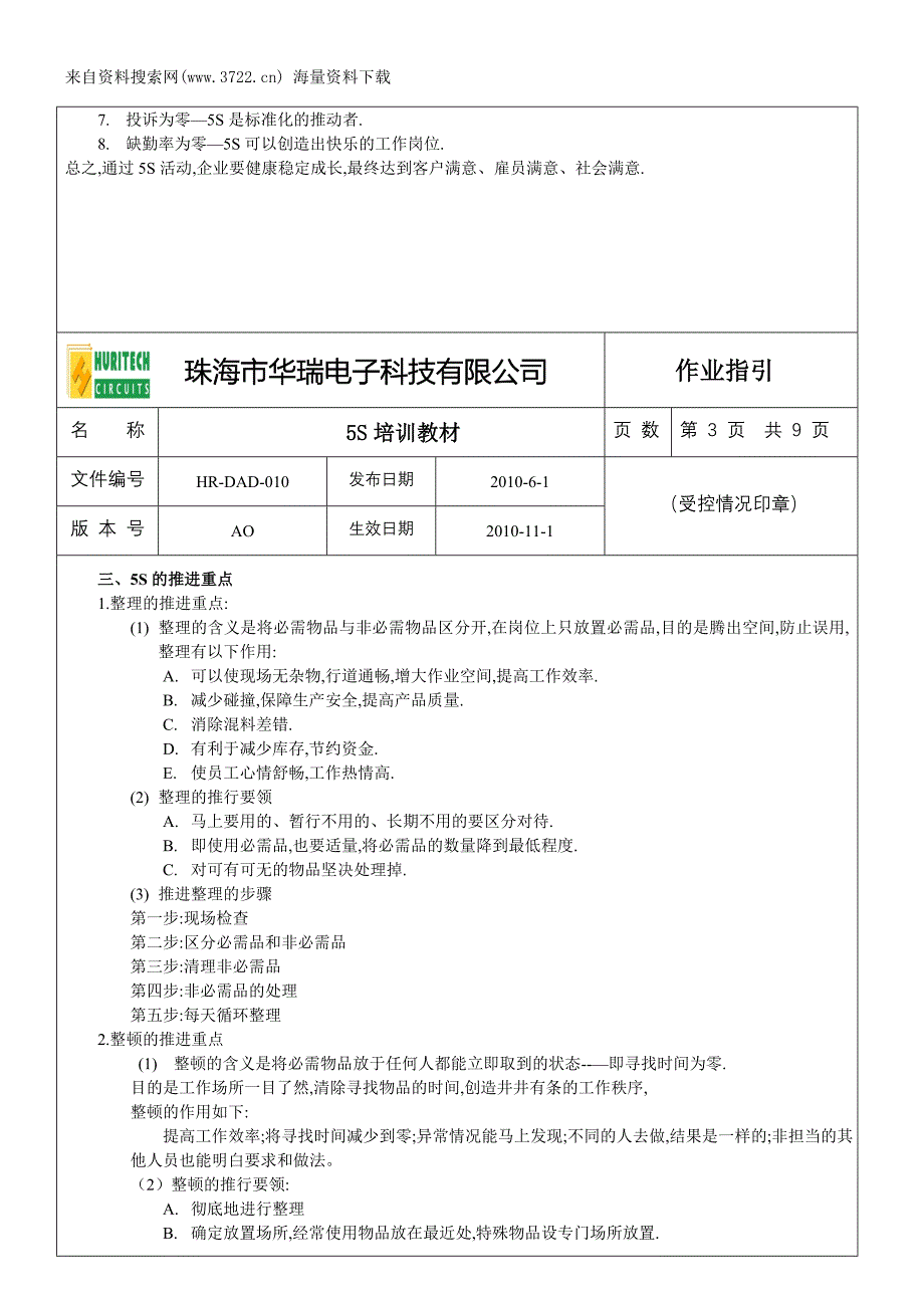 某某电子科技有限公司5S培训教材（DOC 11页）_第3页