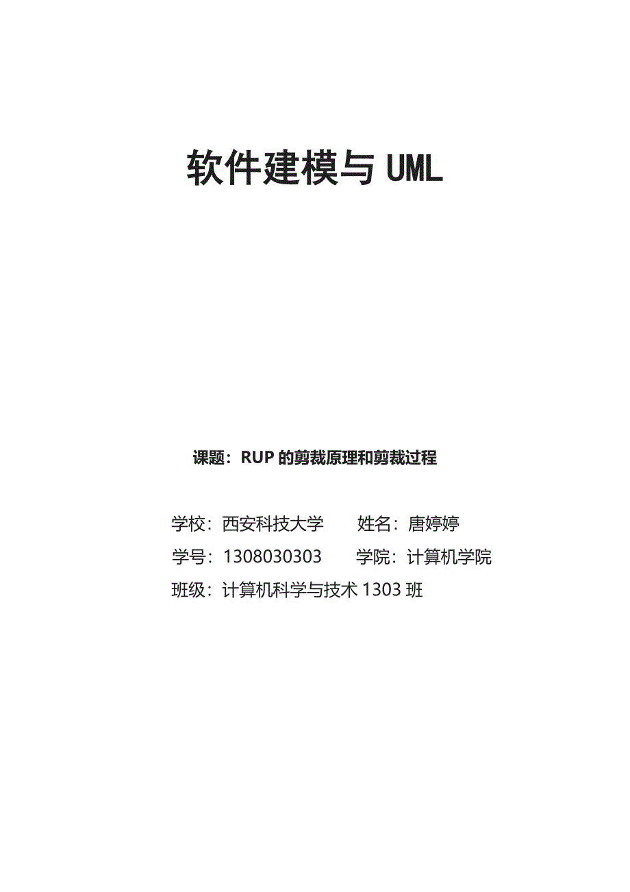 RUP的剪裁原理和剪裁过程-软件建模与uml课程论文_第1页