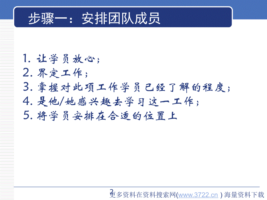 工作指导四步法培训教材-安排团队成员（PPT 24页）_第2页