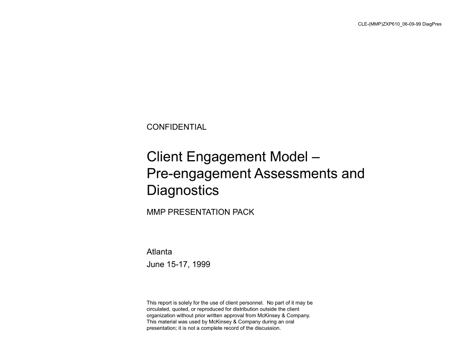 Diagnostic（麦肯锡）Client Engagement Model - Pre-engagement Assessments and Diagnostics(MMP Presentation)_第1页