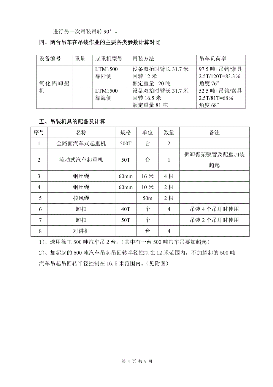 氧化铝卸船机移机吊转90°吊装方案_第4页