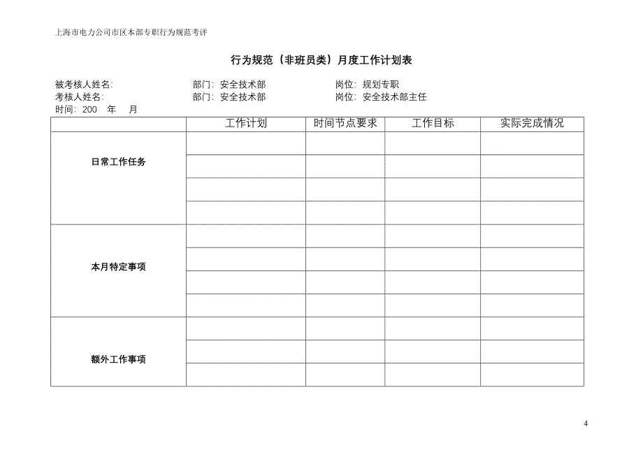 上海市电力公司绩效管理（埃森哲）行为规范考核：非班员类行为规范考评表格定稿_第4页