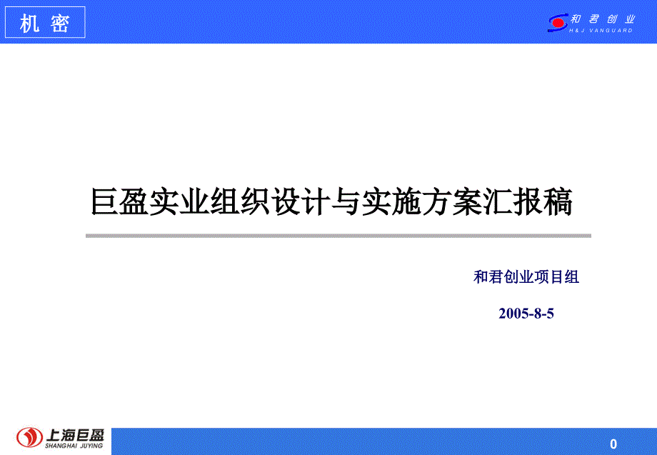 上海巨盈实业（人力资源管理）组织设计与实施方案汇报稿_第1页