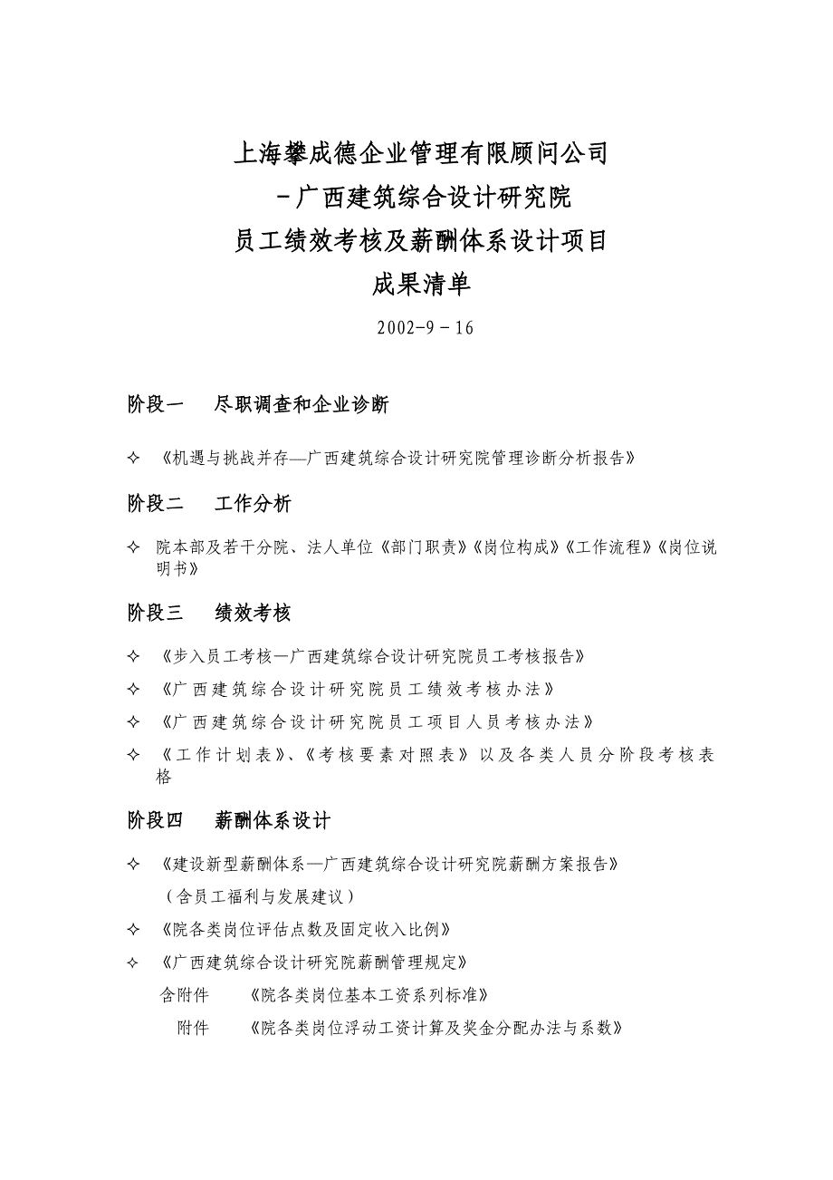 广西设计院（管理咨询报告）项目成果清单_第1页