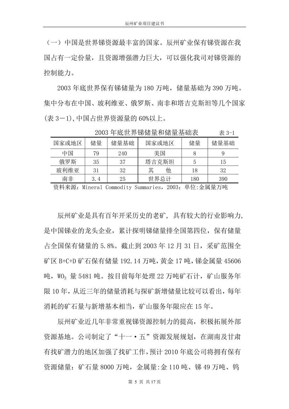 参股湖南辰州矿业有限公司的项目建议书_第5页