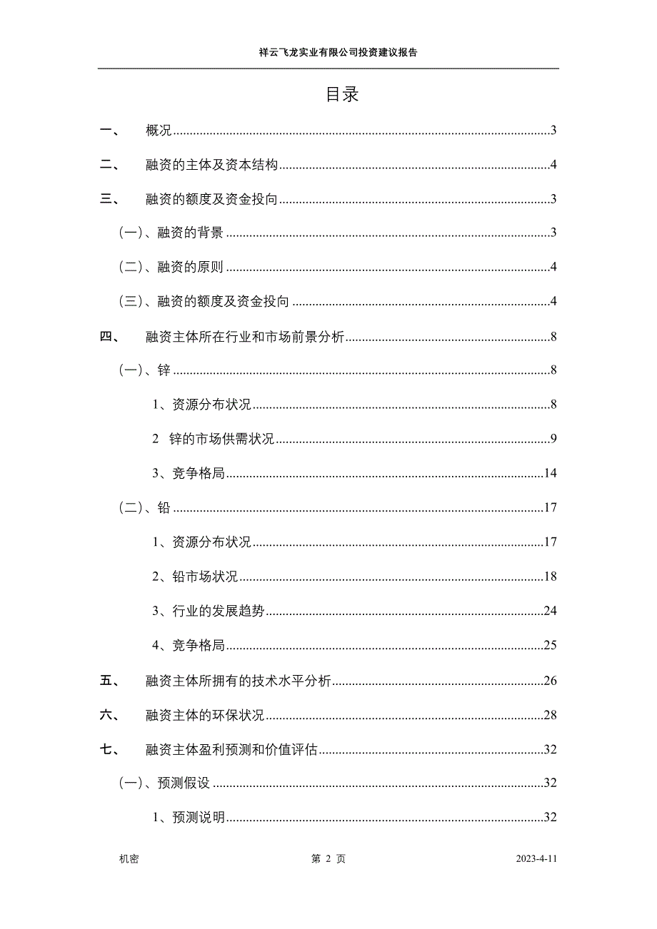 祥云飞龙实业有限公司投资建议报告_第2页