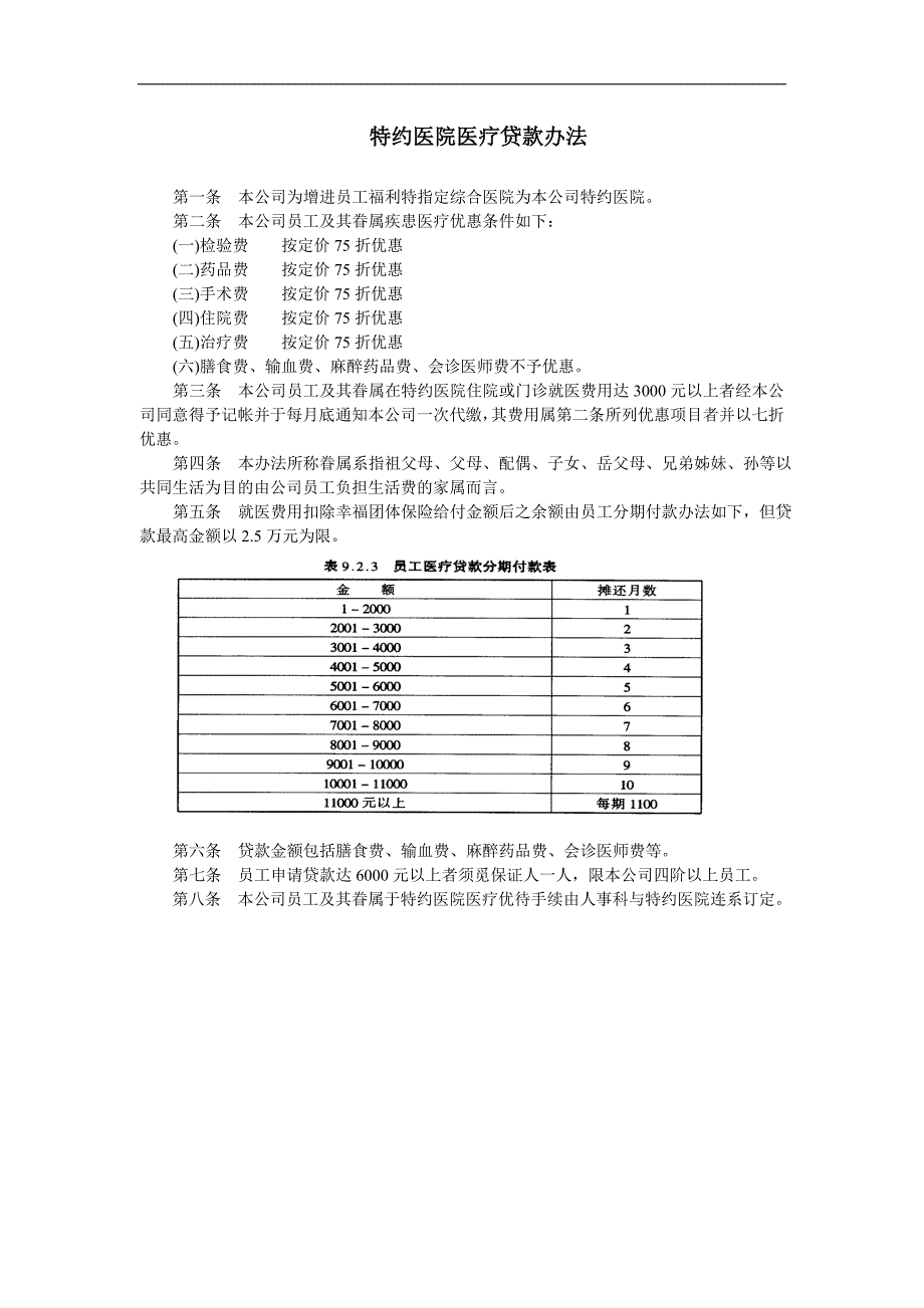 企业管理制度（人事,行政）特约医院医疗贷款办法_第1页