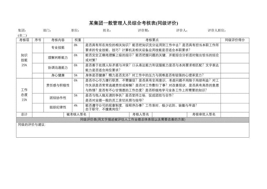 某集团一般管理人员综合考核表_第5页