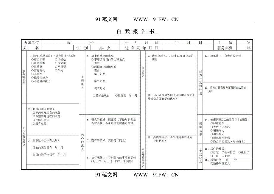 自我报告书_第1页