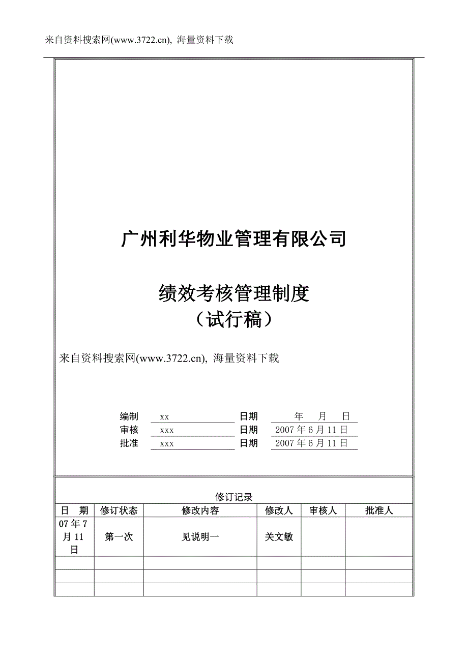 广州利华物业管理有限公司绩效考核管理制度(DOC15页)_第1页