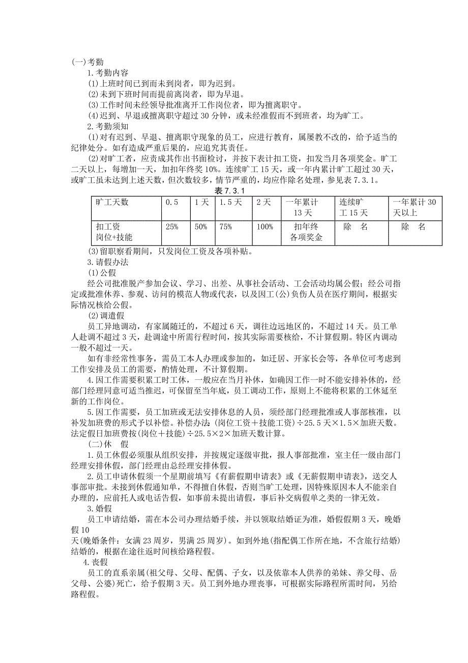 企业员工考勤管理制度_第5页