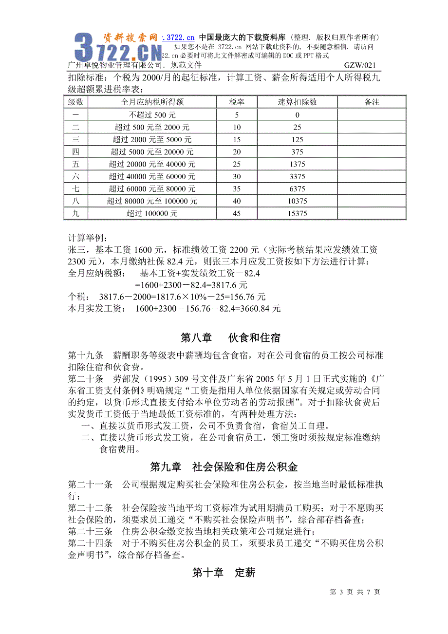 某物业管理有限公司．规范文件－薪酬福利制度细则(DOC6页)_第3页