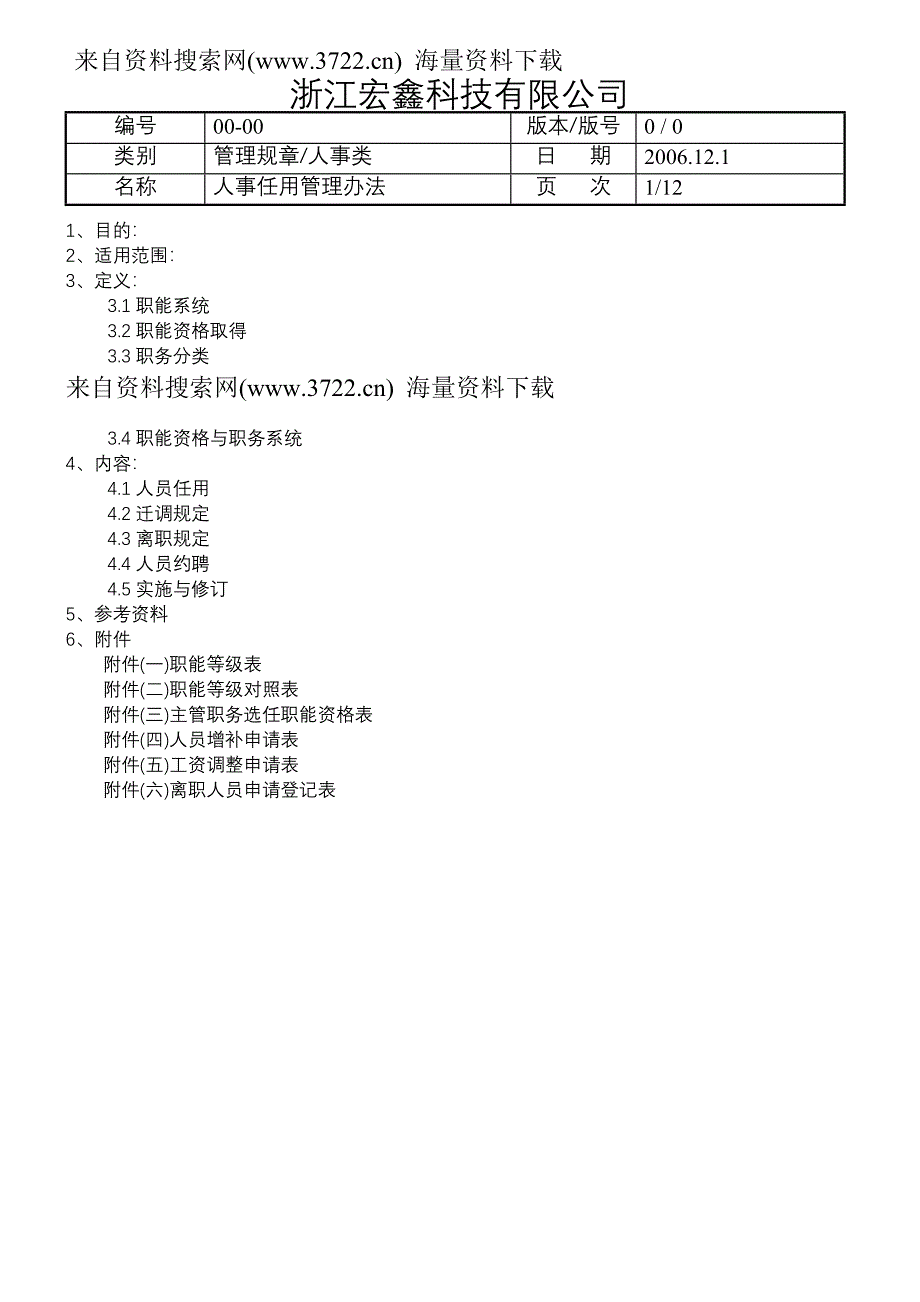 浙江某科技有限公司人事任用管理办法(DOC17页)_第1页