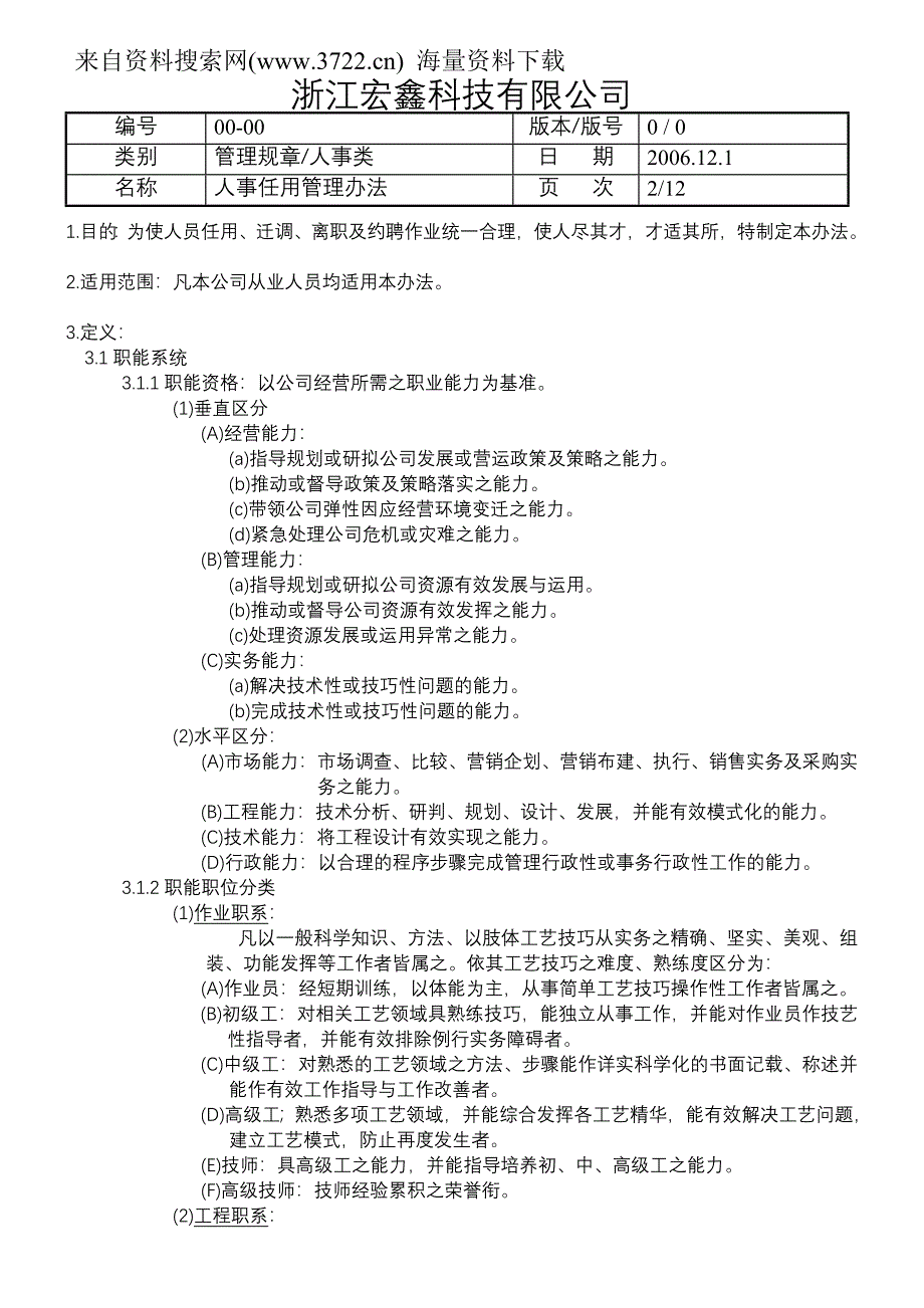 浙江某科技有限公司人事任用管理办法(DOC17页)_第2页