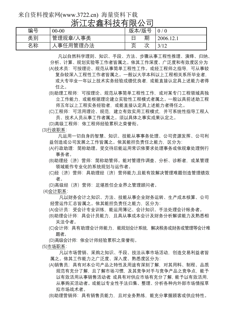 浙江某科技有限公司人事任用管理办法(DOC17页)_第3页