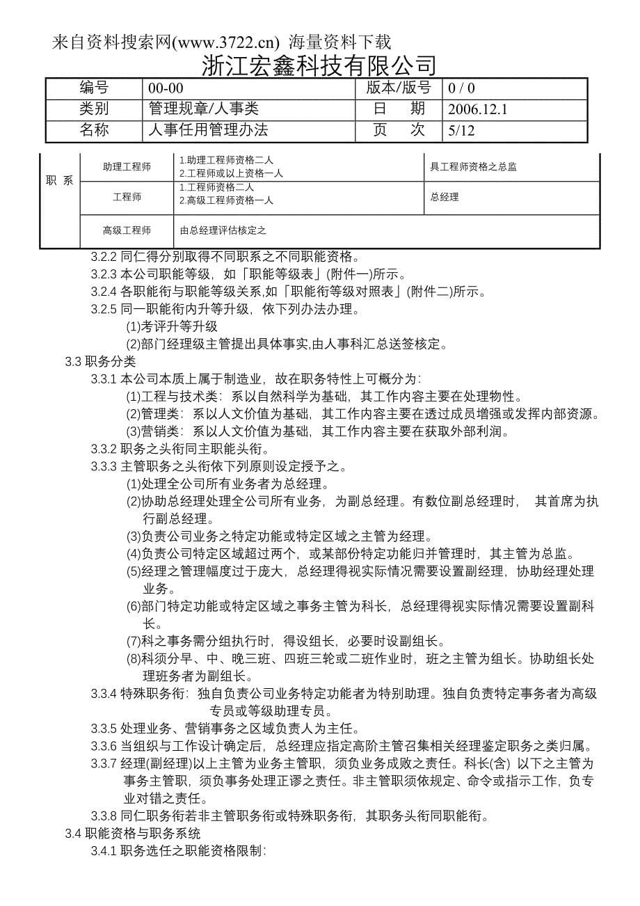 浙江某科技有限公司人事任用管理办法(DOC17页)_第5页