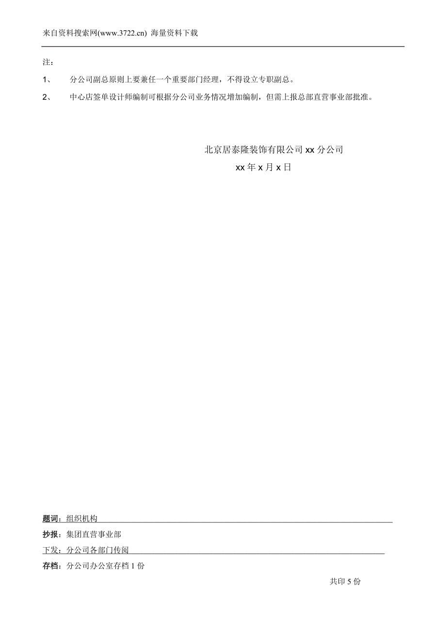 某某装饰有限公司分公司组织机构及部门职责(DOC5页)_第5页